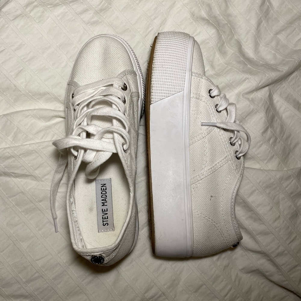 Steve Madden White Platform Sneakers
